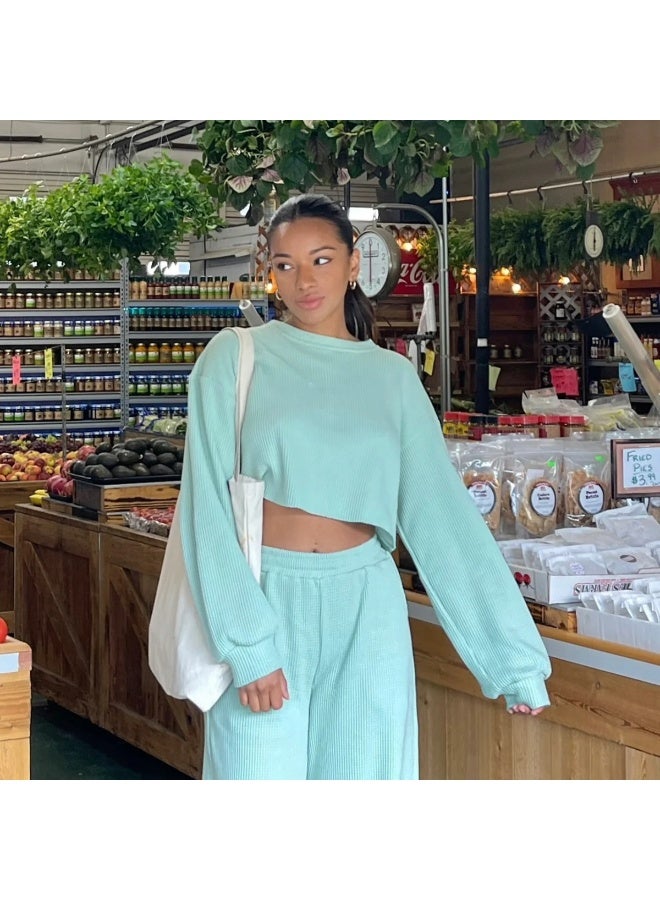 NIBEMINENT Autumn and Winter Leisure Sweater Set Commuter Wind Long-sleeved Trousers Women's Two-piece Suit - Image 2