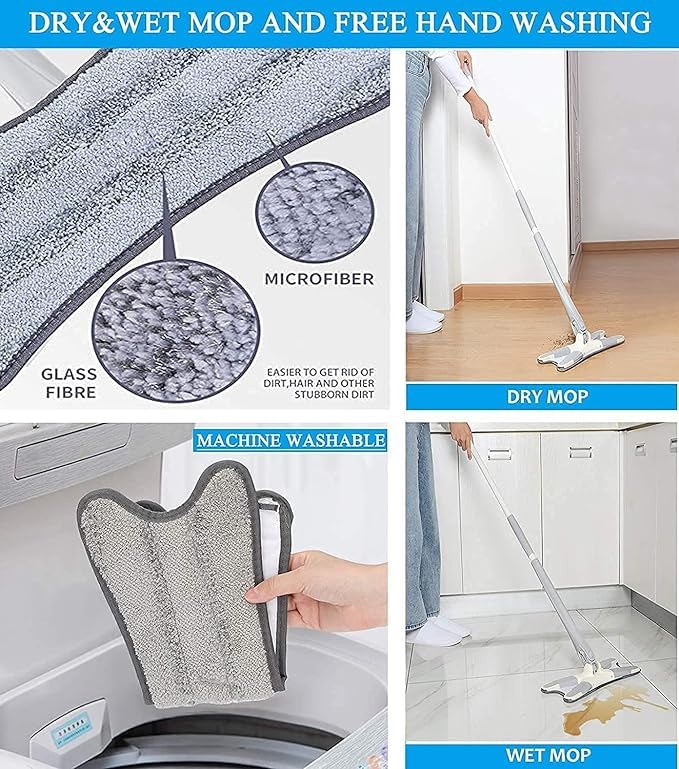 Rikriva Self Wringing Mop Easy Squeeze Twist Mop for Floor Cleaning Self Squeeze XMop with Strong Water Absorption Twist Mope with for Garage Offices Kitchen - Image 5