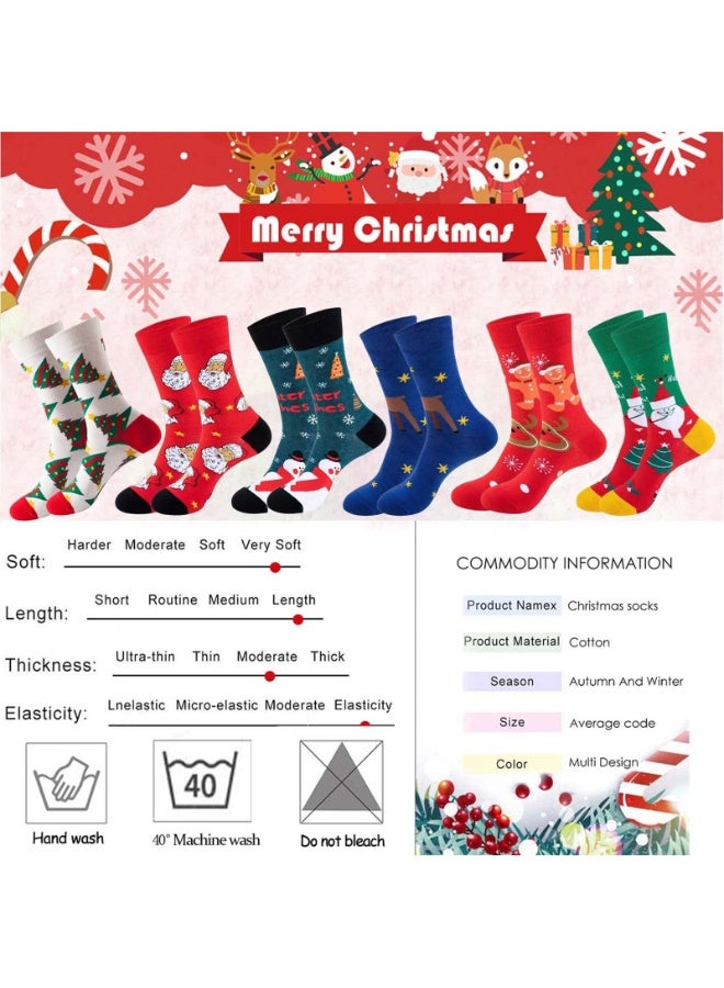 Chielor 6 Pairs Christmas Socks for Men Women, Funny Colorful Cotton Warm Soft Novelty Crew Socks Xmas Socks for Christmas Holiday, Birthday Gift, Family - Image 3