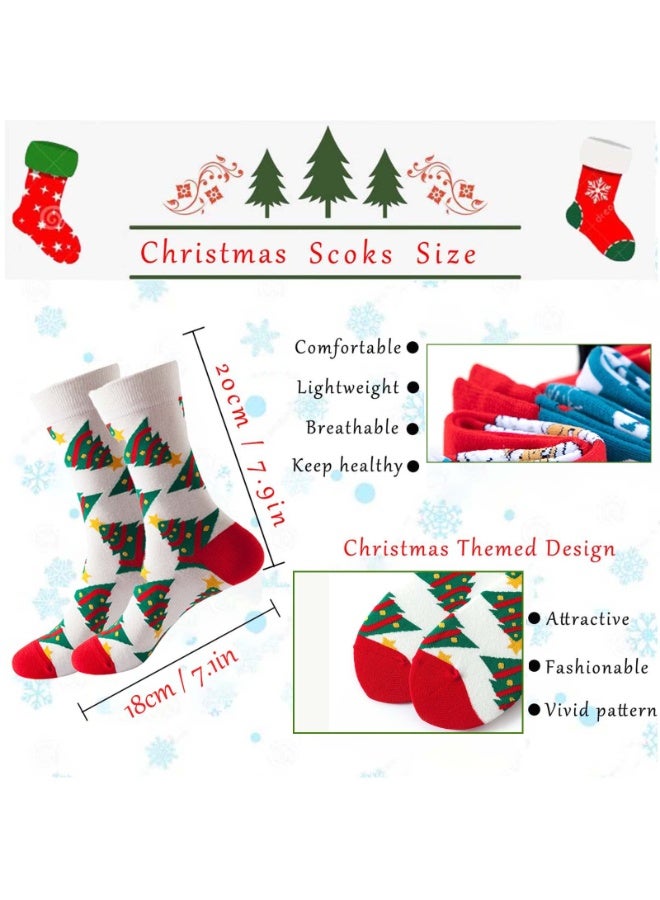 Chielor 6 Pairs Christmas Socks for Men Women, Funny Colorful Cotton Warm Soft Novelty Crew Socks Xmas Socks for Christmas Holiday, Birthday Gift, Family - Image 5