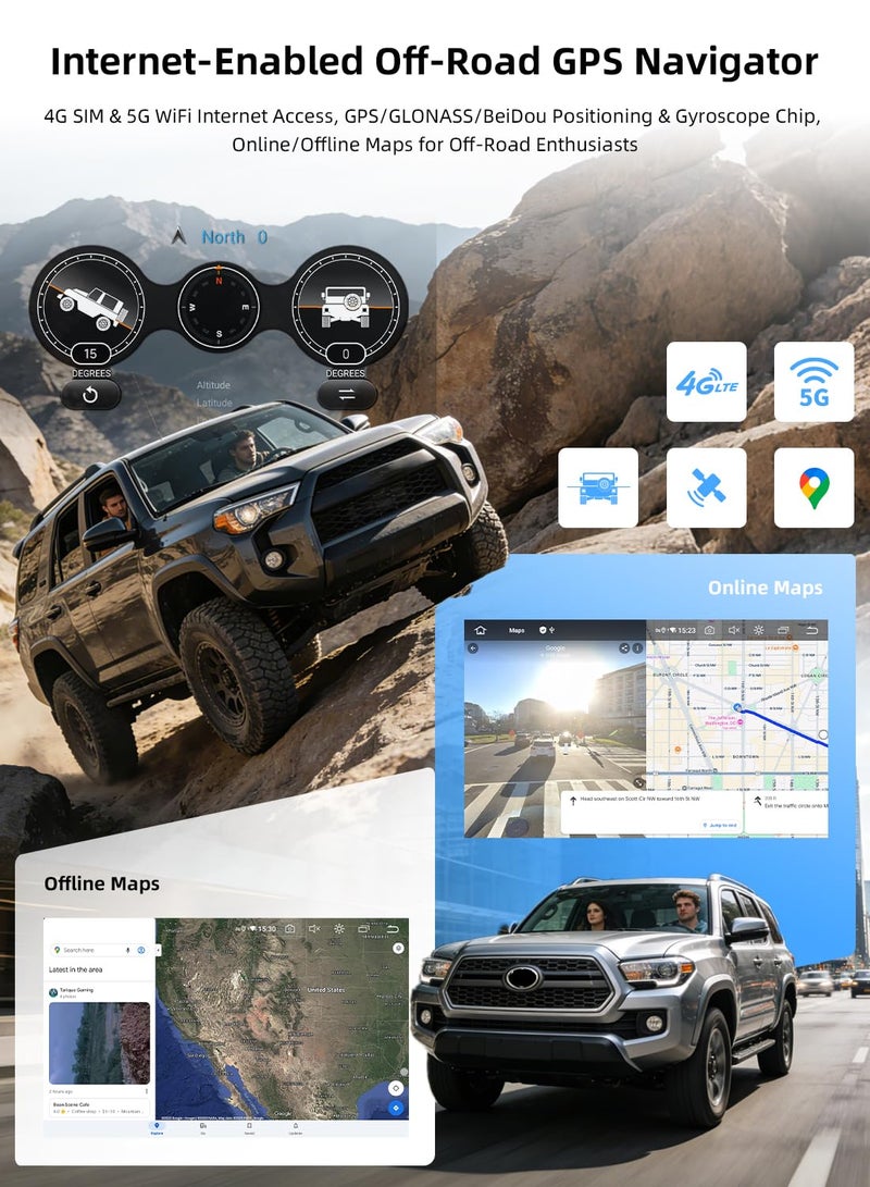 Dasaita Snapdragon Head Unit for Toyota 4Runner 2010-2023, Wireless Carplay & Android Auto, 8GB+256GB Plug and Play GPS Navigation, Voice Control Car Stereo, Built-in 5G WiFi, 4G Cellular, Sliver - Image 5