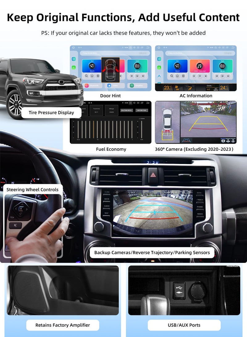 Dasaita Snapdragon Head Unit for Toyota 4Runner 2010-2023, Wireless Carplay & Android Auto, 8GB+256GB Plug and Play GPS Navigation, Voice Control Car Stereo, Built-in 5G WiFi, 4G Cellular, Sliver - Image 3