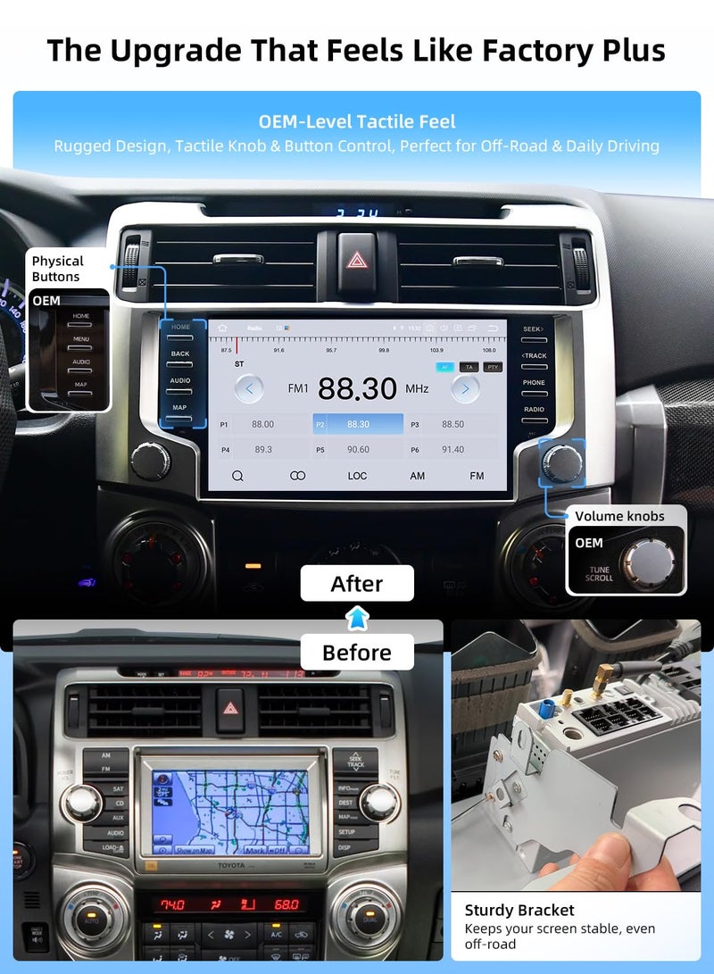 Dasaita Snapdragon Head Unit for Toyota 4Runner 2010-2023, Wireless Carplay & Android Auto, 8GB+256GB Plug and Play GPS Navigation, Voice Control Car Stereo, Built-in 5G WiFi, 4G Cellular, Sliver - Image 2
