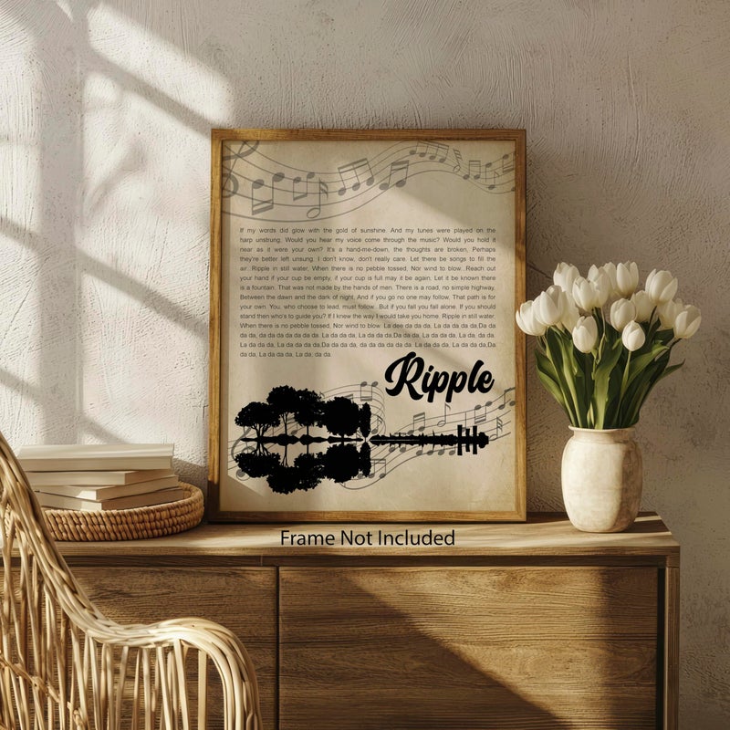 ZUKIY Ripple Song Lyrics Art Canvas - Grateful Dead Ripple Lyrics Poster - Inspirational Wall Art for Office Decor - Music Poster Vintage Style - Ripple Lyric Print Unframed 8x10 - Retro Wall Poster - Image 5