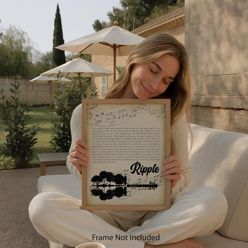 ZUKIY Ripple Song Lyrics Art Canvas - Grateful Dead Ripple Lyrics Poster - Inspirational Wall Art for Office Decor - Music Poster Vintage Style - Ripple Lyric Print Unframed 8x10 - Retro Wall Poster - Image 4