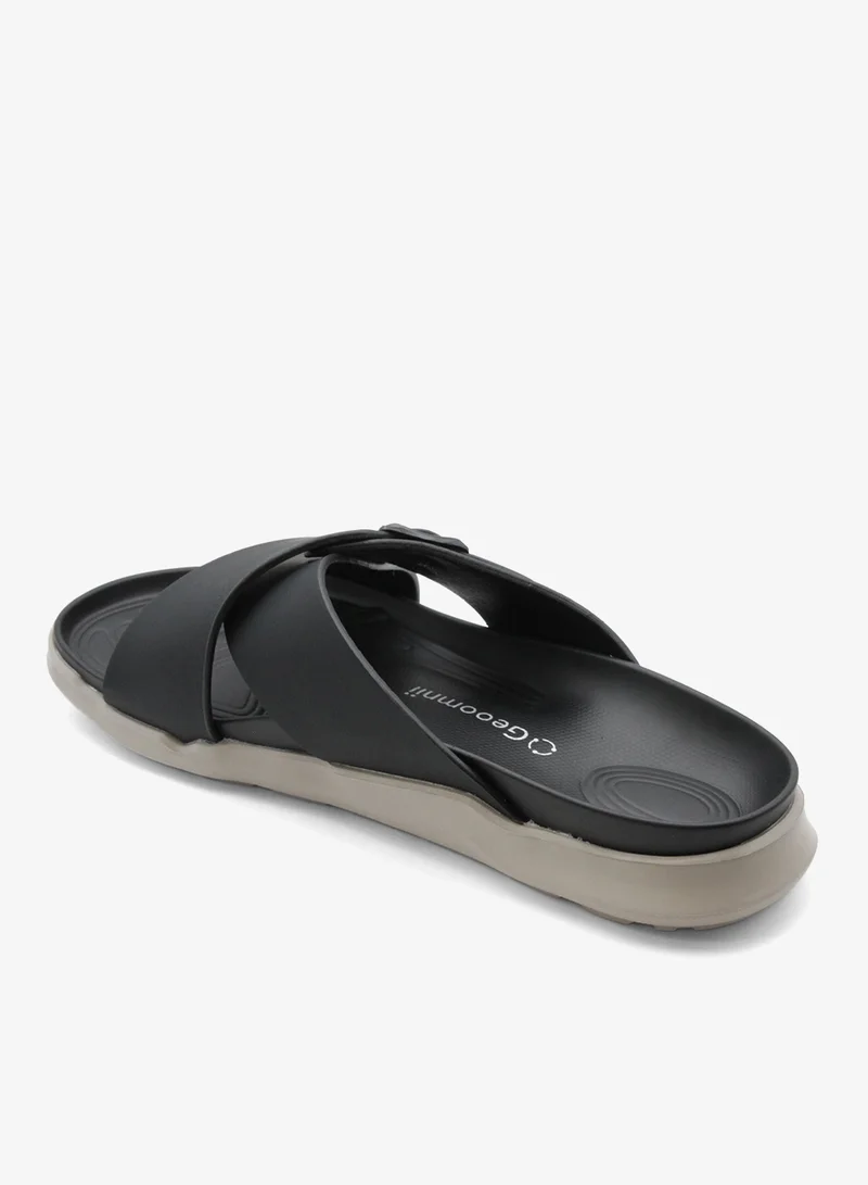 Geoomnii Black Galahad1 Traditional Arabic Sandals for Men – Comfortable Leather Slip-On Design – Perfect for Everyday Wear & Occasions-Black for Men | Best Price UAE