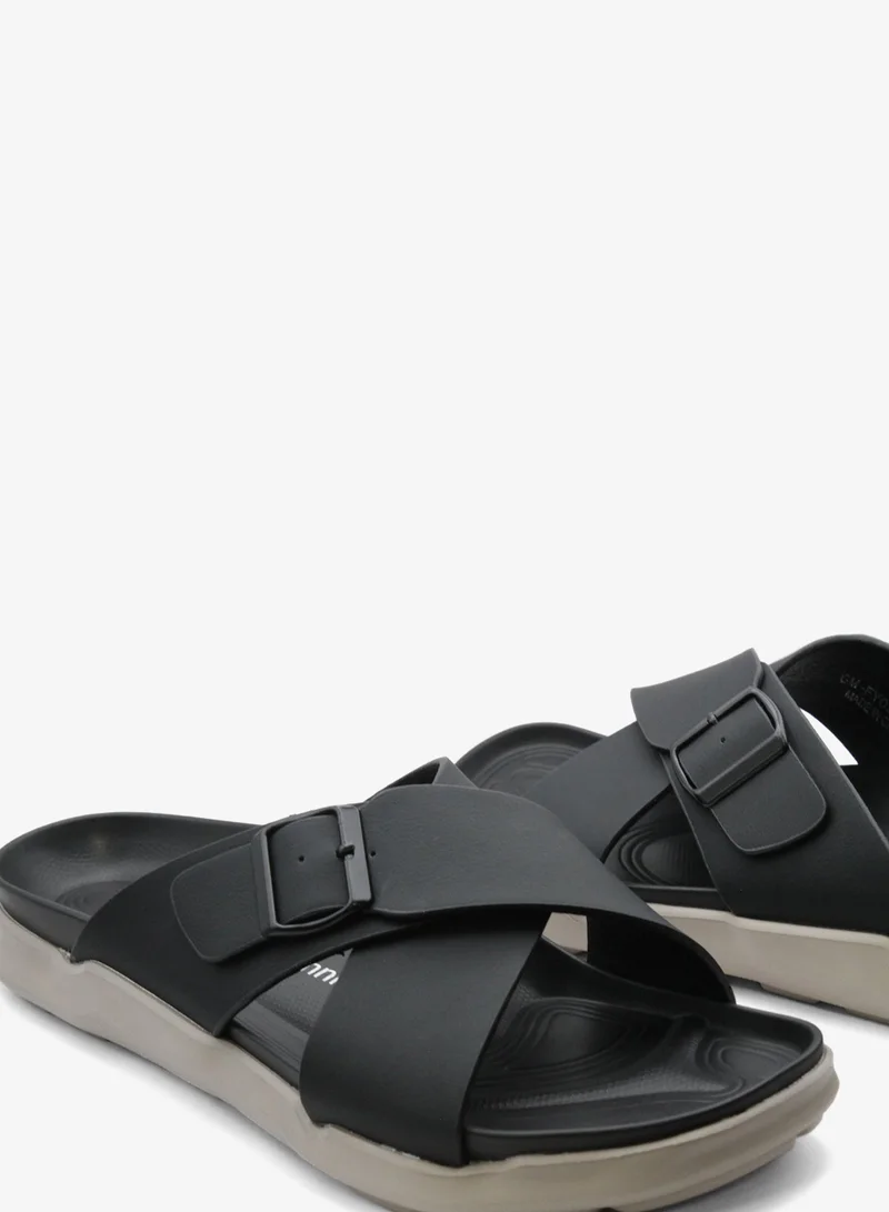 Geoomnii Black Galahad1 Traditional Arabic Sandals for Men – Comfortable Leather Slip-On Design – Perfect for Everyday Wear & Occasions-Black for Men | Best Price UAE