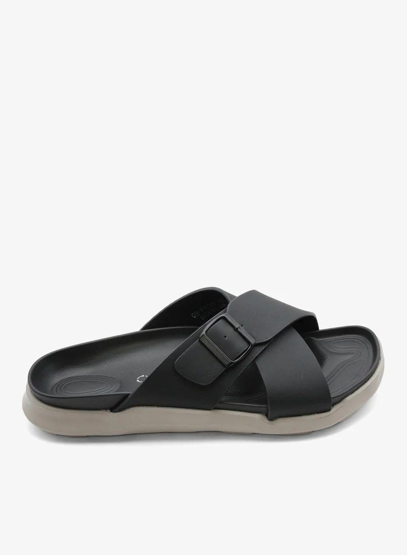 جيومني صندل عربي تقليدي للرجال - تصميم مريح من الجلد سهل الارتداء - مثالي للارتداء اليومي والمناسبات - أسود