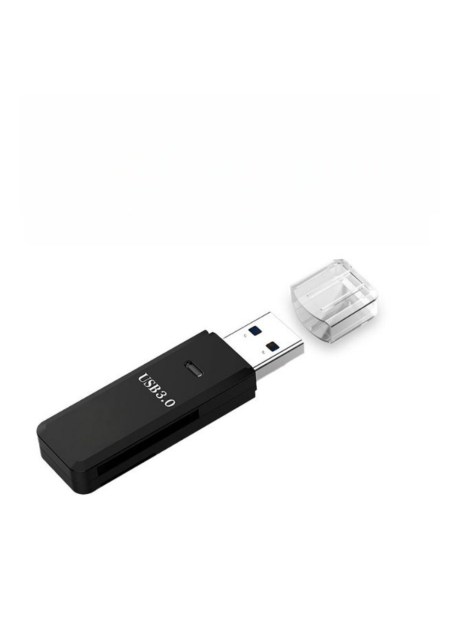 ترييو قارئ بطاقات Micro SD وSDXC وSDHC وMMC وRS-MMC USB3.0 سريع 5 جيجابت/ث 2 في 1 مع محول USB متوافق للاستخدام اليومي والعمل والسفر لون أسود - Image 2