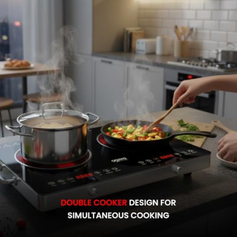 Double Digital Infrared Cooker, 2000W Dual Burner, Ceramic Glass Top, Touch Sensor Control, Child Lock Protection, Model OG8040IFC, 2 Year Warranty - Image 5