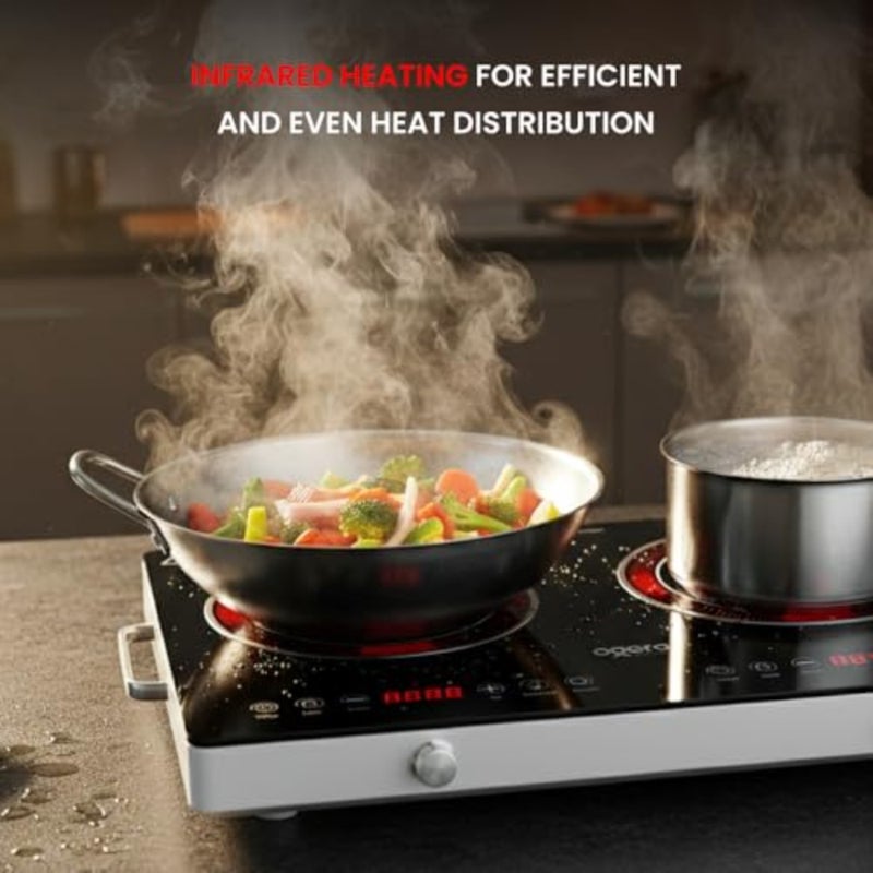 Double Digital Infrared Cooker, 2000W Dual Burner, Ceramic Glass Top, Touch Sensor Control, Child Lock Protection, Model OG8040IFC, 2 Year Warranty - Image 4