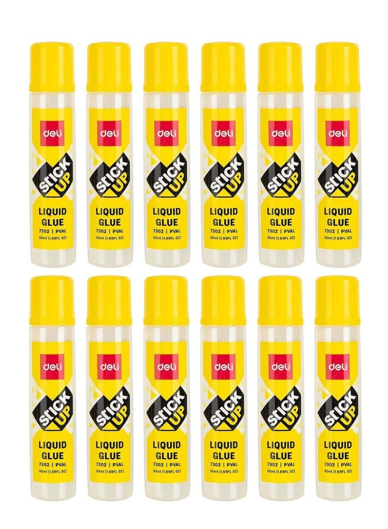 Deli Liquid Glue Stick 50ml (12-Piece Clear) - Image 1