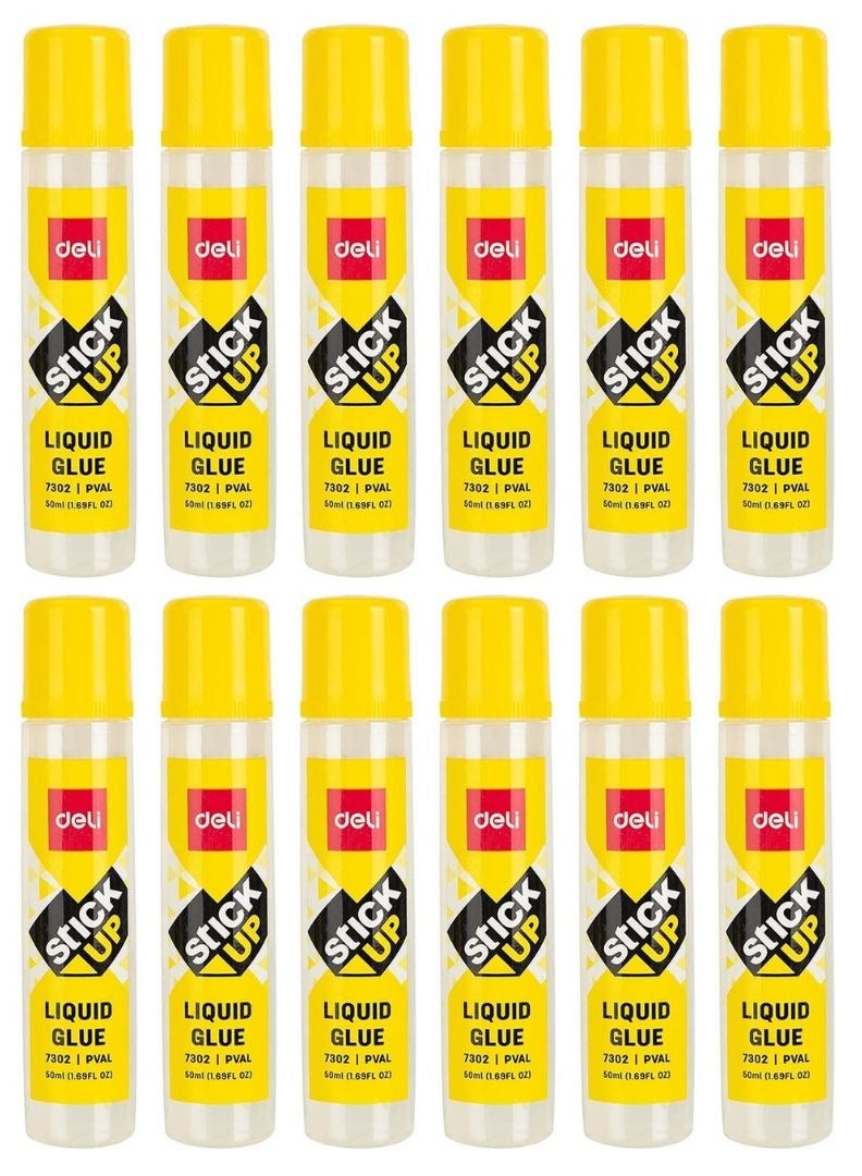 Deli Liquid Glue Stick 50ml (12-Piece Clear) - Image 2