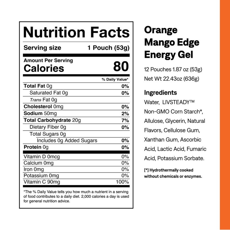 UCAN Edge Energy Gel Shots, Orange Mango (12, 2 Ounce Packets) for Running, Training, Workouts, Fitness, Cycling, Crossfit | Sugar-Free, Vegan, & Keto Friendly Energy - Image 4