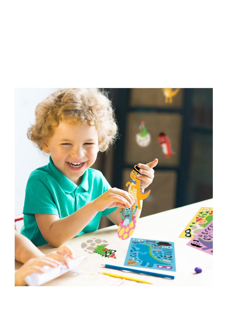 XiuWoo 24 Sheets Make Your Own Stickers for Kids Toddlers,Make a Face Dinosaur Animal Cute Dino Birthday Party Favors Boys Girls Ages 2 3 4 5 6 7 8 (Dinosaur pcs) - Image 4