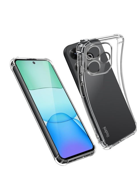حافظة متوافقة مع هاتف Xiaomi Redmi 13 4G 5G / Poco M6 4G / Redmi Note 13R، غطاء سيليكون شفاف من مادة TPU غوريلا واقي مضاد للصدمات وزوايا مقاومة للصدمات - شفاف