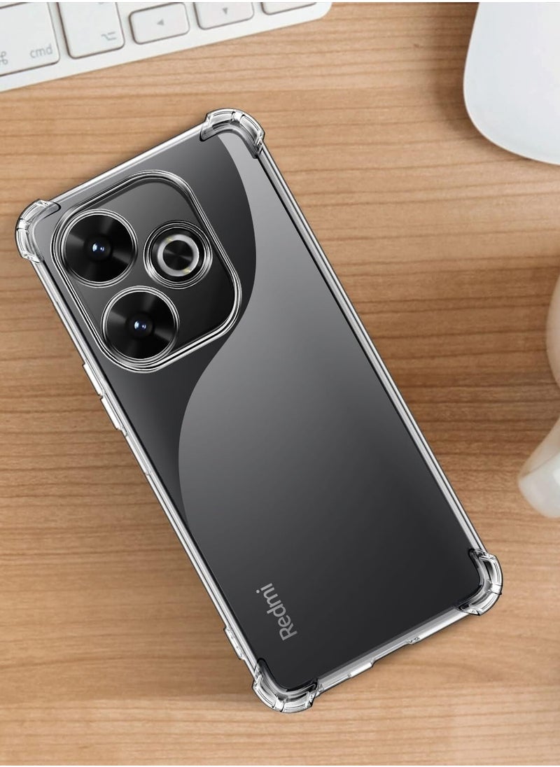 ماركة غير محددة - حافظة متوافقة مع هاتف Xiaomi Redmi 13 4G 5G / Poco M6 4G / Redmi Note 13R، غطاء سيليكون شفاف من مادة TPU غوريلا واقي مضاد للصدمات وزوايا مقاومة للصدمات - شفاف - Image 1