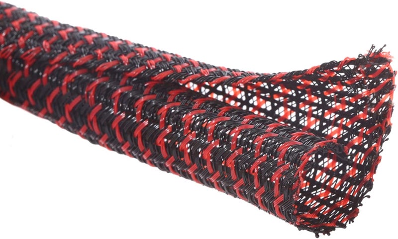 Alex Tech 10ft - 1/2 inch Cord Protector Wire Loom Tubing Cable Sleeve Split Sleeving For USB Power Cord Audio Video Cable – Protect Cat From Chewing Cords - Blackred - Image 1