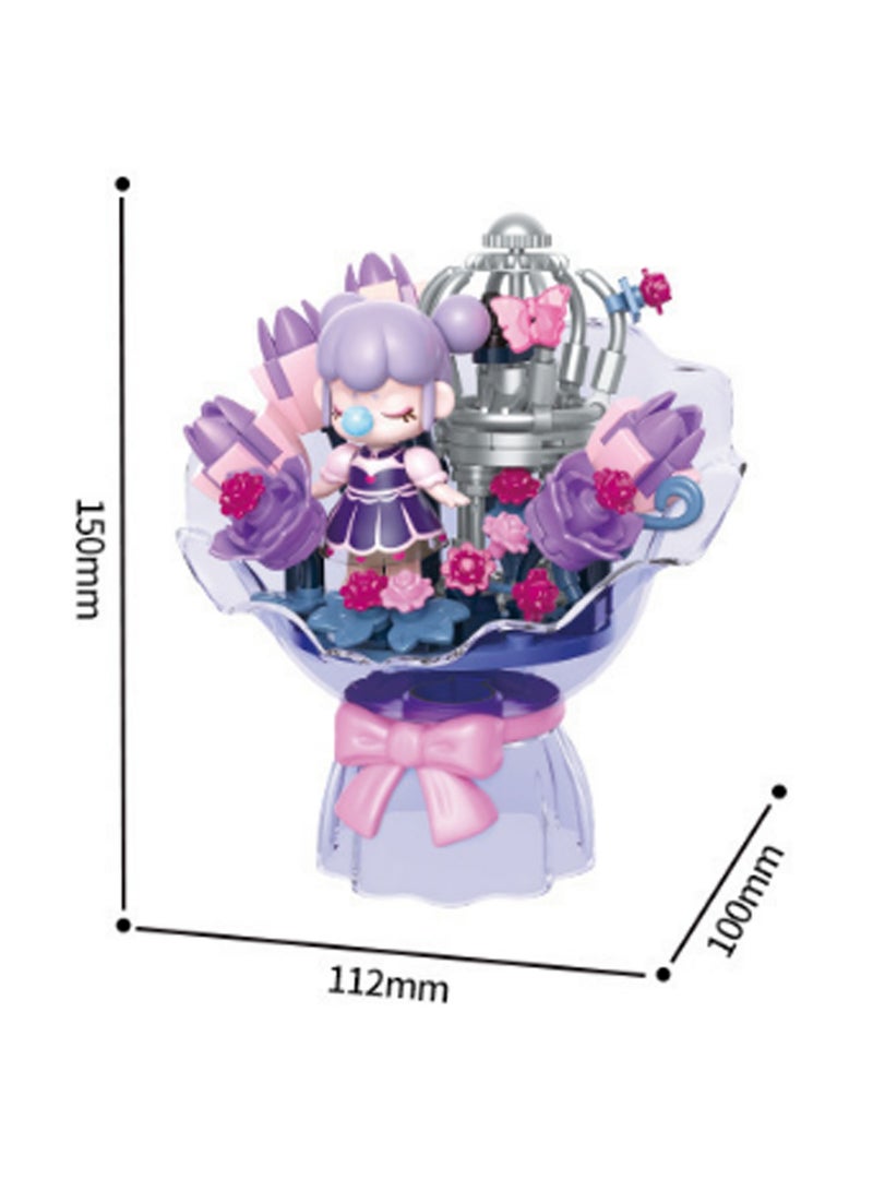 Violet Bouquet Model Set Assembly Building Blocks Creative Diy Assembly Toys Children Adult Home Decoration - Image 2