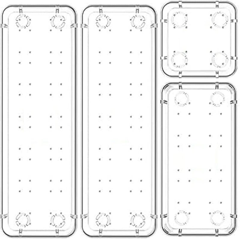 Xpandio Clear Plastic Drawer Organizers Set, Versatile Bathroom and Vanity Drawer Organizer Trays, Storage Bins for Makeup, Bedroom, Kitchen Gadgets Utensils and Office (4 PC SET) - Image 5