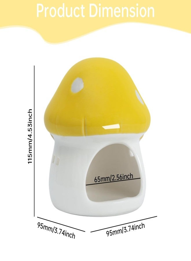 Saim Ceramics Mushroom House Aquarium Decor, Betta Fish Tank Accessories Landscape Decoration, Small Shrimp Goldfishes Habitat Hut Pleco Smalland Breeding Hide Caves Toad House - Yellow - Image 2