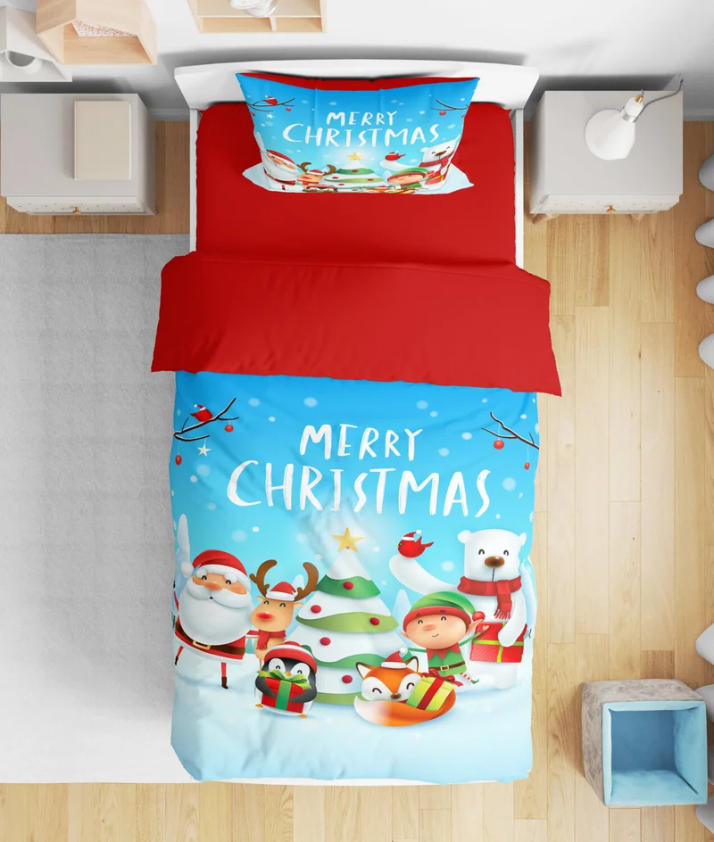 Eray Home Erays Home Erayshome New Year Christmas 3D Digital Printed Single Duvet Cover Set (Without Sheets)