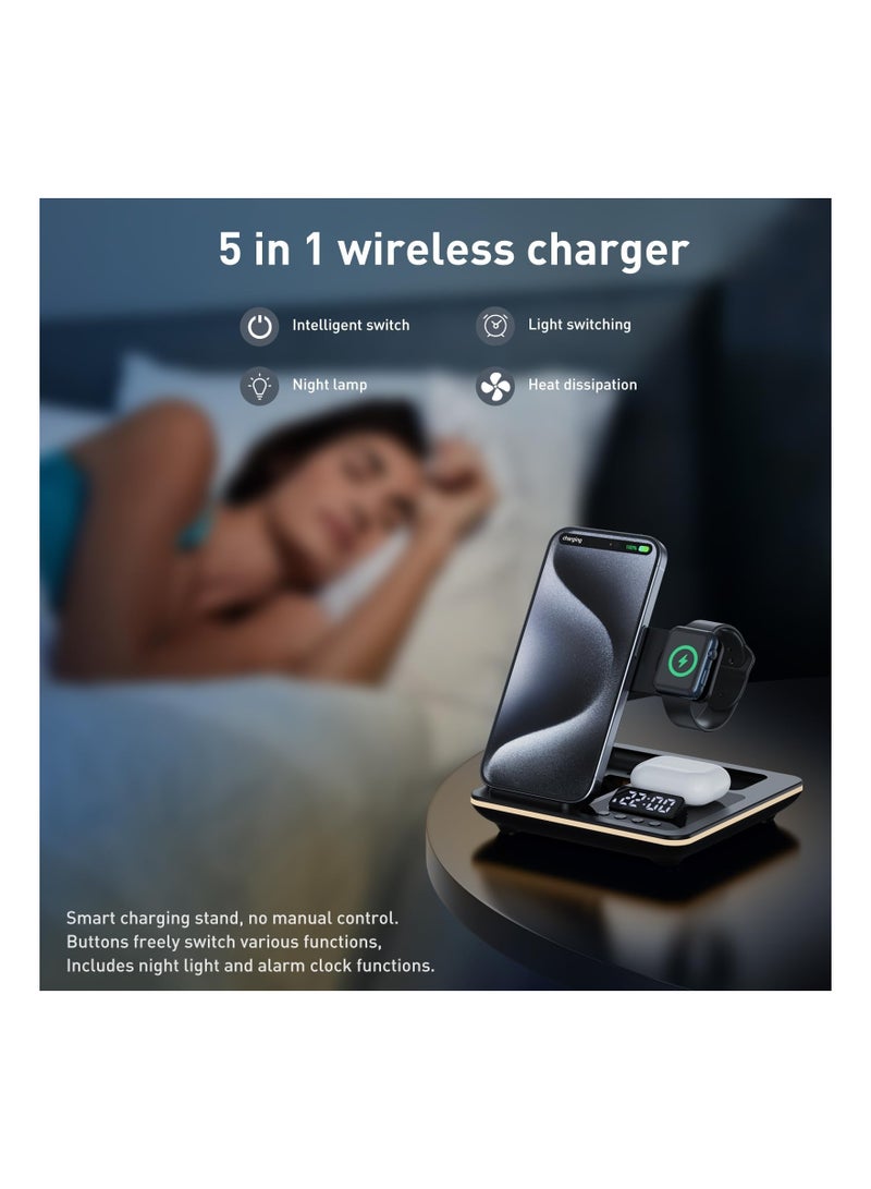 SYOSI 5-in-1 Wireless chager, Multi-Device chaging Station Fast chaging Stand Universal Phone Dock Qi chaging Station Multiport chaging Dock Wireless chaging Pad for Phone, iWatch Series, AirPods 3/2 - Image 3