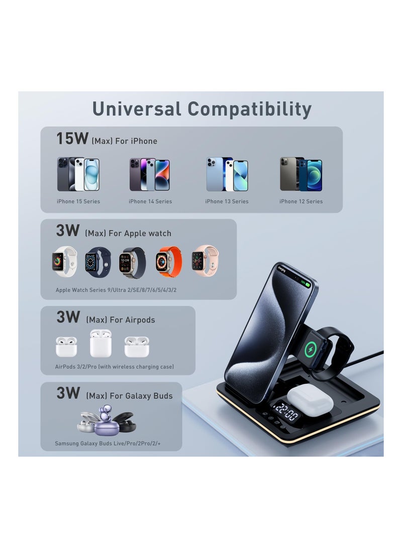 SYOSI 5-in-1 Wireless chager, Multi-Device chaging Station Fast chaging Stand Universal Phone Dock Qi chaging Station Multiport chaging Dock Wireless chaging Pad for Phone, iWatch Series, AirPods 3/2 - Image 2