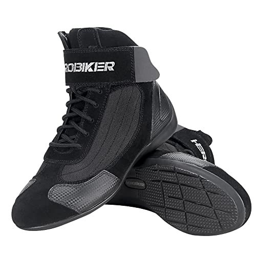 HEROBIKER Motorcycle Combat Boots Racing Hiking Outdoor Work Mid Ankle Shoes for Men Black - Image 2