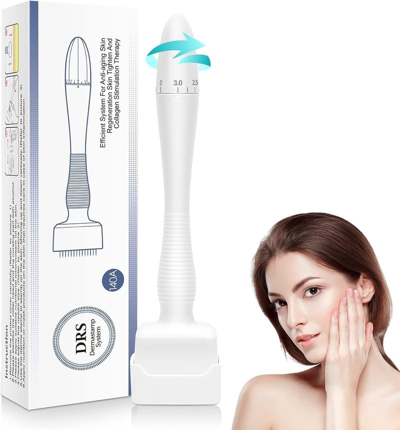 DESHCO 140 Titanium Adjustable Microneedling Derma Stamp Derma Microneedle Stamp for Face Hair Beard Scalp Derma Roller Alternative Skin Care Dermastamp For Body Home UseHair Beard Growth - Image 1