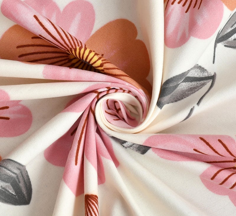 Slazie Cotton Diwan Set Covers |8 Pieces Diwan Cover Set|300 TC Fabric| Pure Cotton Printed Deewan Set (1 Single Bedsheet, 2 Bolster Covers, 5 Cushion Covers)|Orange Petals |SZDS 025 - Image 3