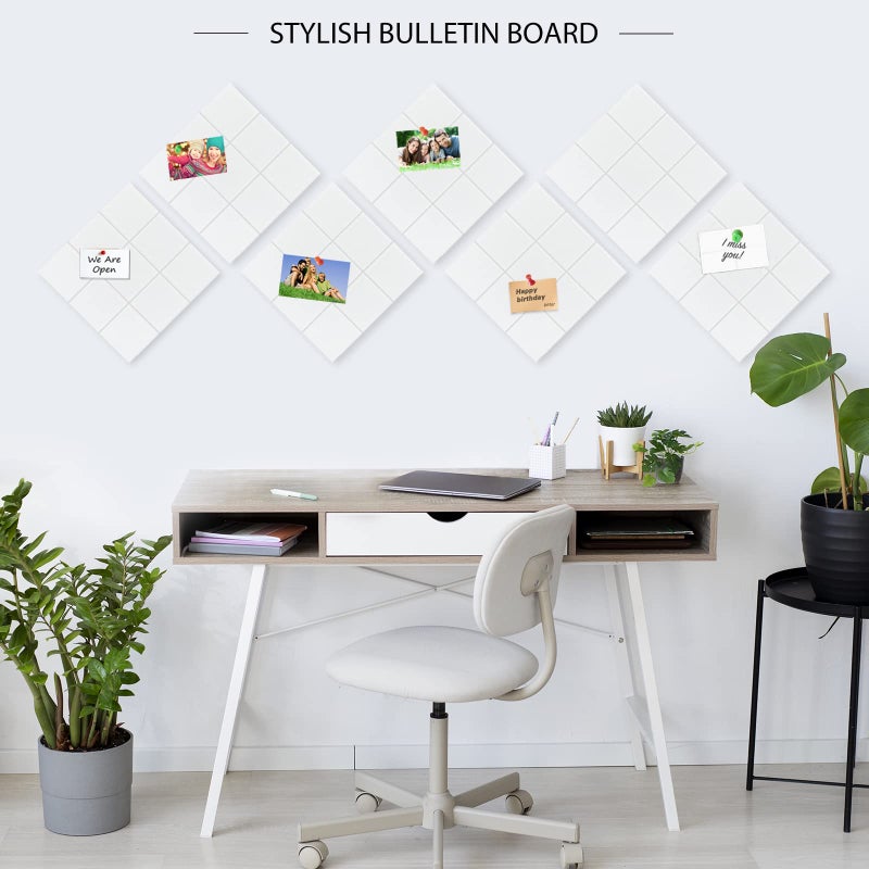 BXI Felt Bulletin Board - 12 X 12 X 3/8 Inches 6 Pcs Self-Adhesive Poster Cork Board with 30 Push Pins, Thick Pin Tiles Display Vision Board, Photo Picture Panels for Home Office Classroom Walls - Image 3