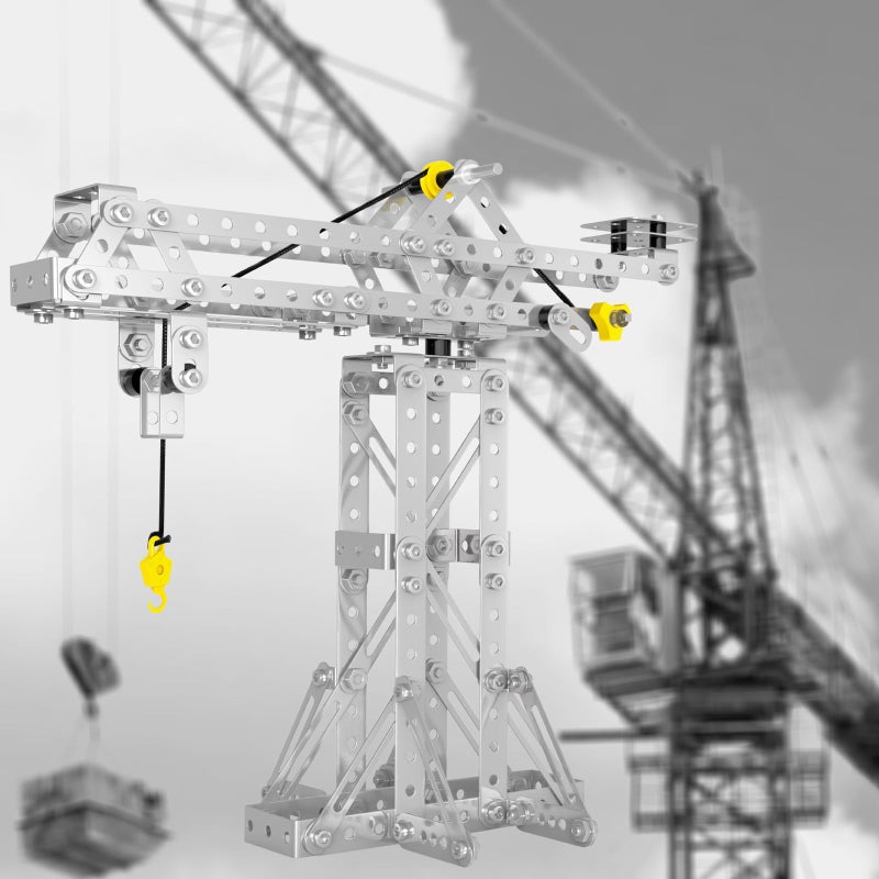 PANPAPA Metal Building Toys 273pcs 3 in 1 Tower Crane Frame Crane Windmill Metal Model SetErector Sets for Boys Age 812DIY Building Stem Projects Toys for KidsBirthday Gifts for Model Crane Fan - Image 4