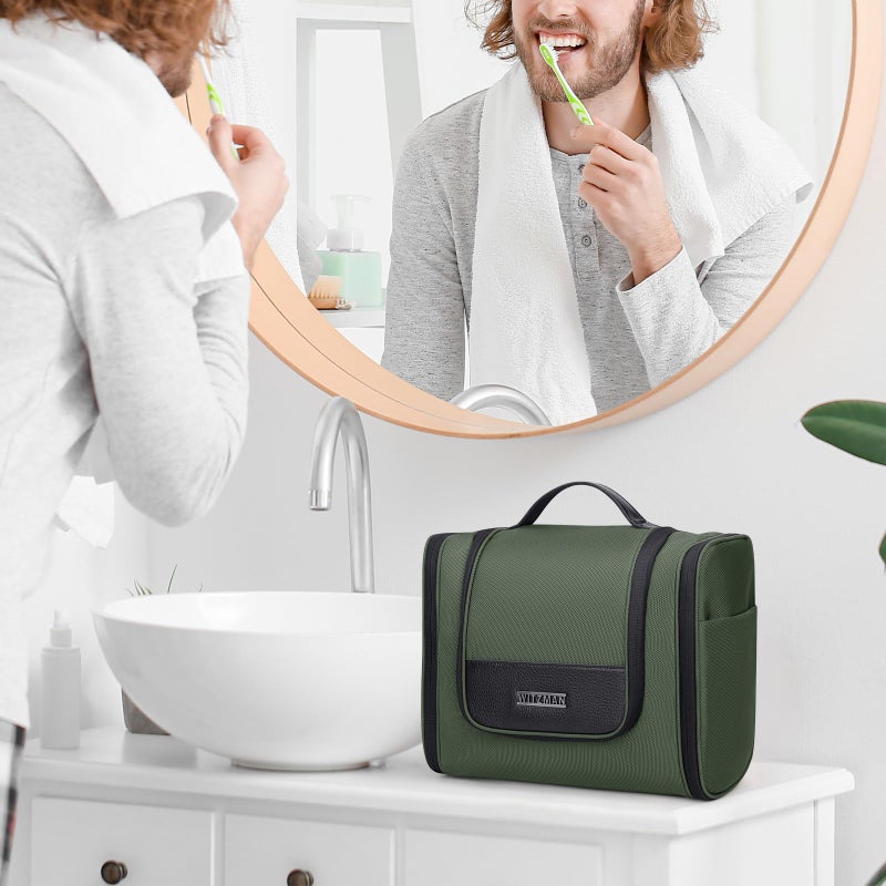 Witzman Toiletry Bag For Men Women Large Hanging Multi-Organization Bathroom Bag Water-Resistant Dopp Kit Shaving Bag Men(B690 Army Green) - Image 3