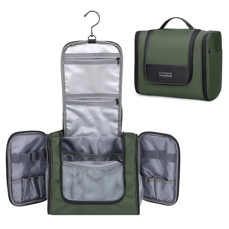 Witzman Toiletry Bag For Men Women Large Hanging Multi-Organization Bathroom Bag Water-Resistant Dopp Kit Shaving Bag Men(B690 Army Green) - Image 1