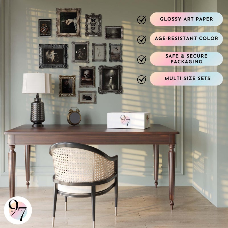97 Decor ديكور أكاديميا داكنة 97 - مطبوعات فن الجدران القوطي الفيكتوري، صور جمالية داكنة، ملصقات قوطية مخيفة، لوحة قوطية عتيقة لتزيين المنزل وغرفة النوم (8x10 بدون إطار) - Image 5