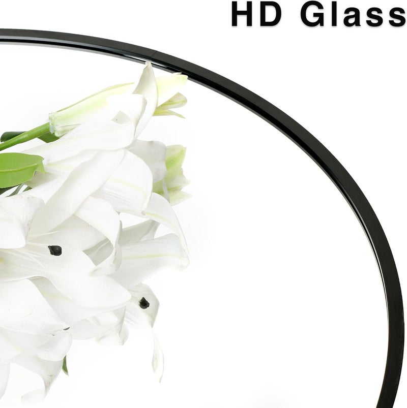 TONES FRAME DESIGN إطار مرآة دائري معدني من بحجم 24 بوصة مثبت على الحائط، إطار مرآة دائري 60×60 سم (ألومنيوم مصقول لامع)، لغرفة النوم والحمام وغرفة المعيشة والمدخل (أسود) (AL-TS1950C/24BK) - Image 5