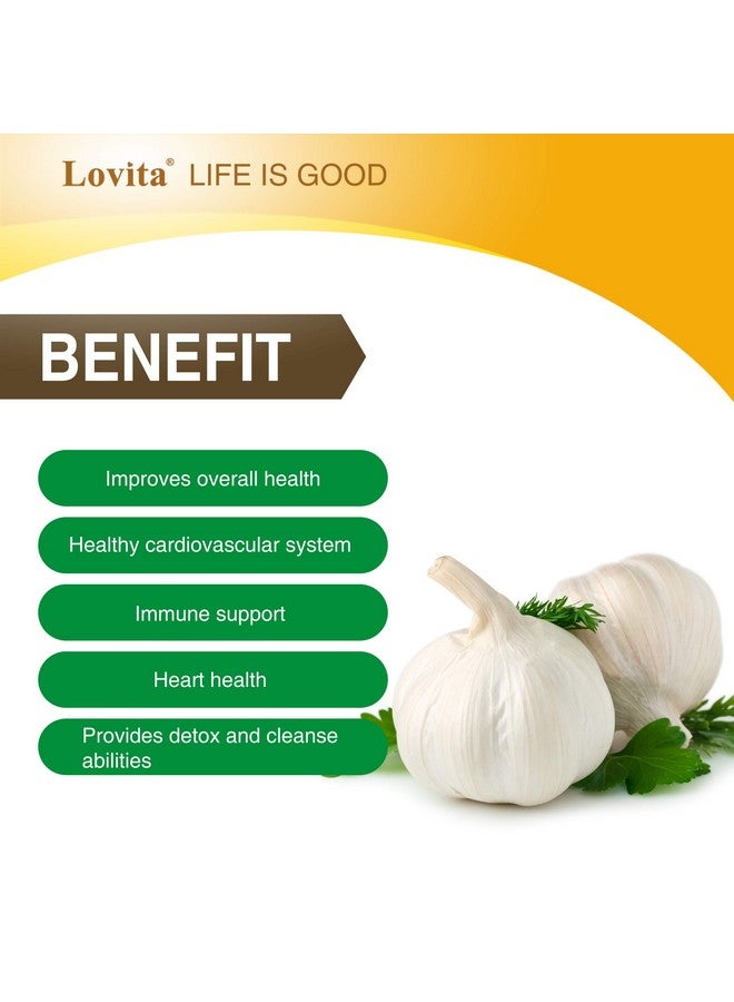 Lovita Odorless Garlic 5000Mg Maximum Strength With 1.25% Allicin Powerful Immune And Cardiovascular System Support Formula 60 Vegetarian Capsules (2 Month Supply) (Pack Of 3) - Image 4