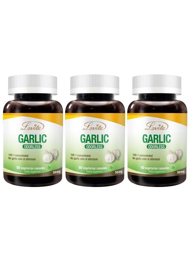 Lovita Odorless Garlic 5000Mg Maximum Strength With 1.25% Allicin Powerful Immune And Cardiovascular System Support Formula 60 Vegetarian Capsules (2 Month Supply) (Pack Of 3) - Image 1
