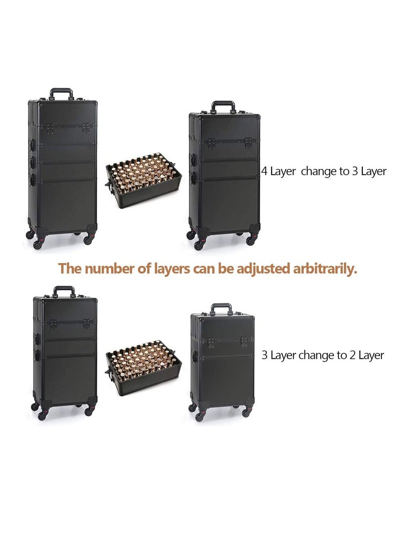 Professional cosmetic case, portable rolling cosmetic trolley case, lockable jewelry travel cosmetic storage case with 4 wheels  - Image 4