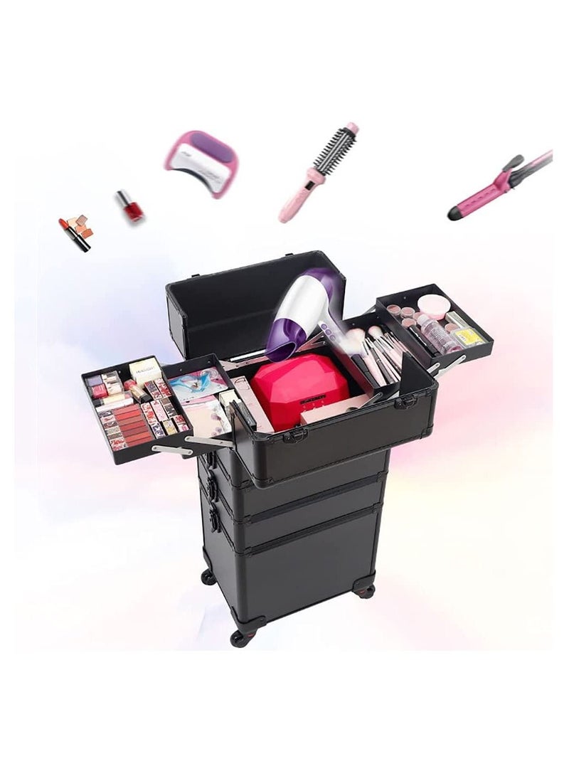 Professional cosmetic case, portable rolling cosmetic trolley case, lockable jewelry travel cosmetic storage case with 4 wheels  - Image 5