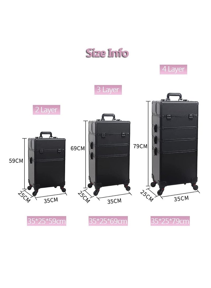 Professional cosmetic case, portable rolling cosmetic trolley case, lockable jewelry travel cosmetic storage case with 4 wheels  - Image 2