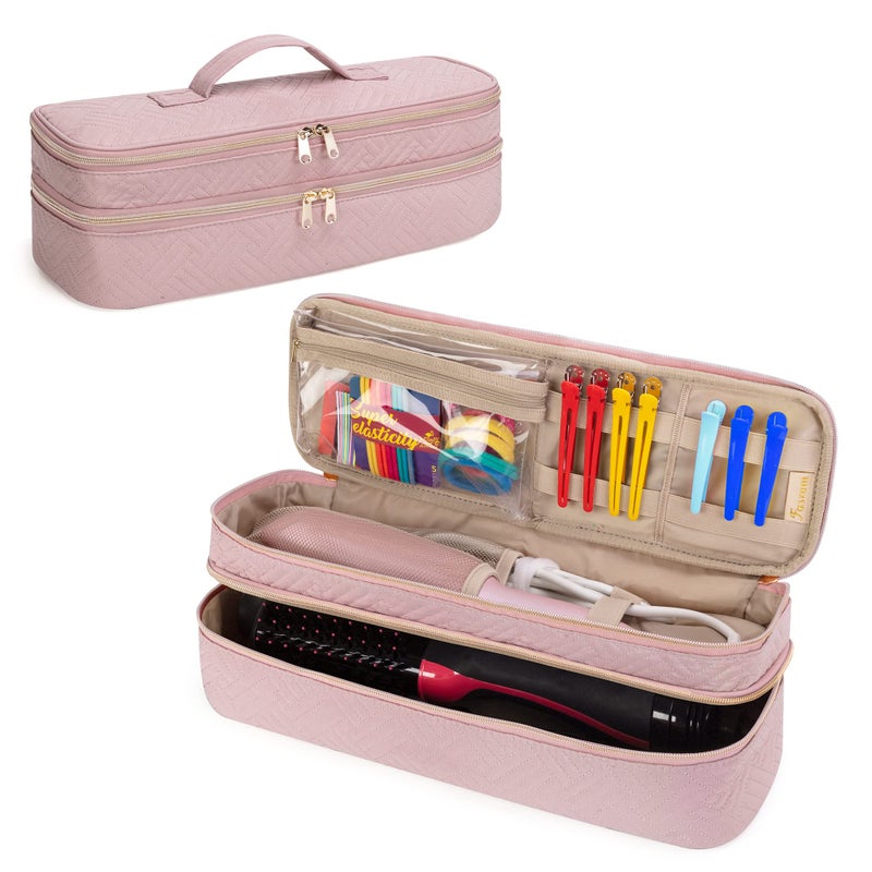 Fasrom Double Layer Travel Case Compatible with REVLON One Step Blow Hair Dryer Brush Volumizer Original 10 Plus 20 and Styler Pink Bag Only Patent Design