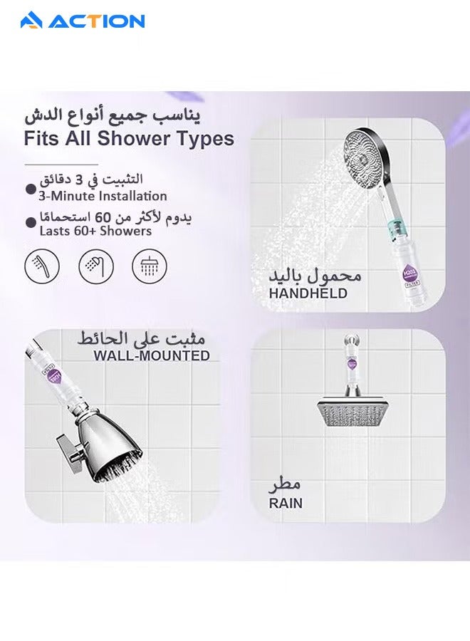 ACTION Two Pack Lavender Pinewood Vitamin C Shower Filters: Aromatherapy Hard Water Softener Chlorine and Fluoride Shower Filter Easy to Install Universal Output Shower Head for Healthier Skin and Hair - Image 4