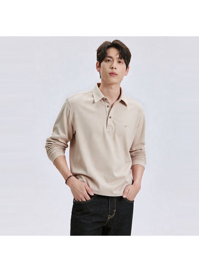 Septwolves Seven Wolves Men's Long Sleeve Polo Shirt Autumn Cotton Modal Double-sided Pique Business Casual T-shirt Collared Youth Top - Image 1