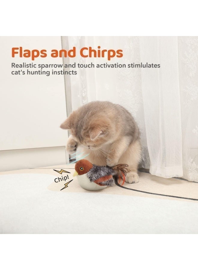 ChicAbode Rechargeable Flapping Bird Cat Toy, Interactive Sparrow with Chirping Sound and Beating Wings, Touch-Activated Catnip Toy for Kitten Exercise and Play, 4.0 Inches - Image 3