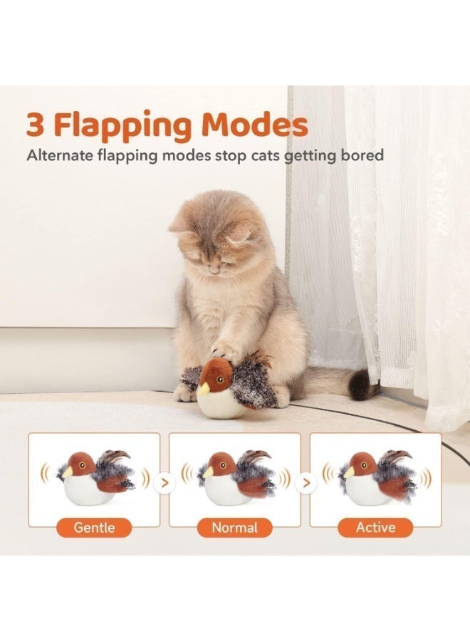 ChicAbode Rechargeable Flapping Bird Cat Toy, Interactive Sparrow with Chirping Sound and Beating Wings, Touch-Activated Catnip Toy for Kitten Exercise and Play, 4.0 Inches - Image 2