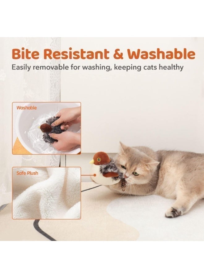 ChicAbode Rechargeable Flapping Bird Cat Toy, Interactive Sparrow with Chirping Sound and Beating Wings, Touch-Activated Catnip Toy for Kitten Exercise and Play, 4.0 Inches - Image 4