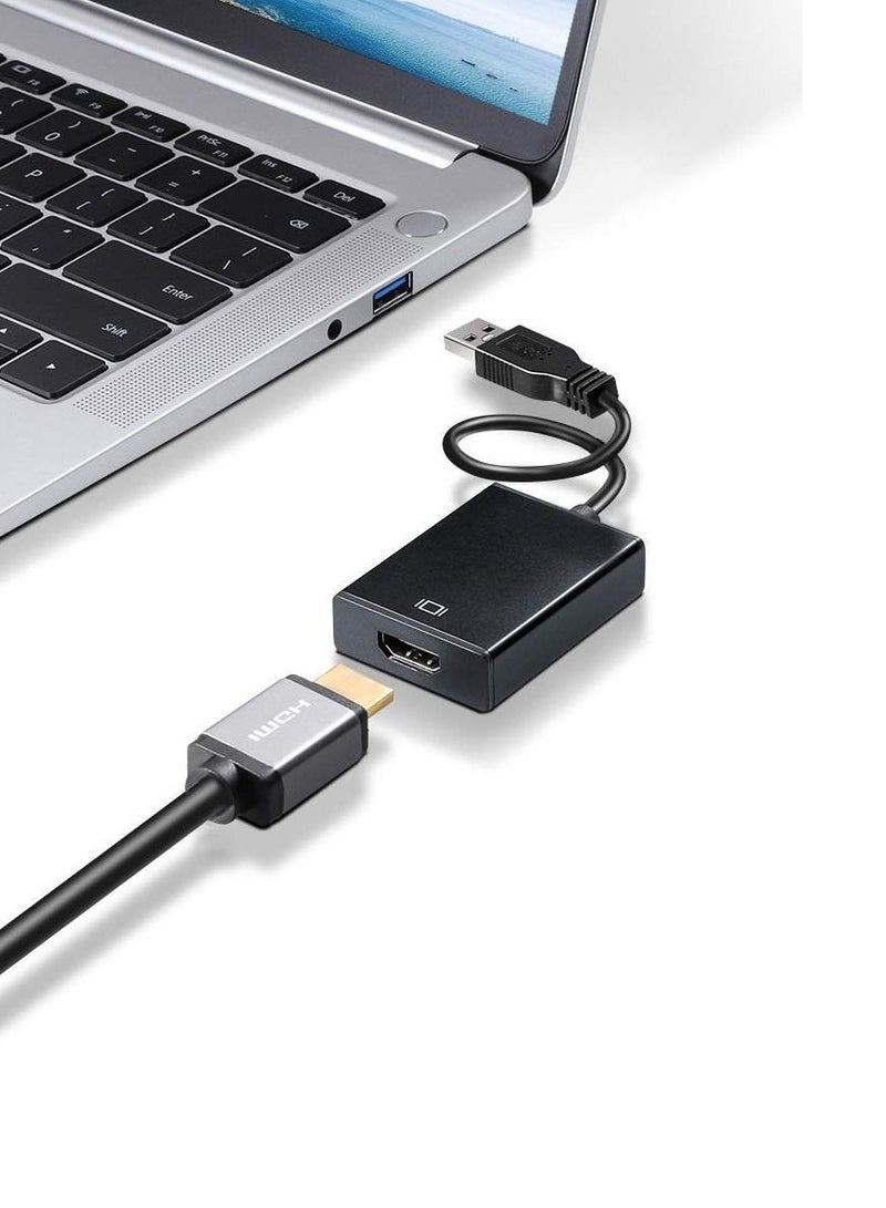 SYOSI محول USB إلى HDMI، محول كابل رسومات فيديو USB 3.0/2.0 إلى HDMI 1080P مع صوت للكمبيوتر المحمول وجهاز عرض HDTV متوافق مع نظام التشغيل Windows XP 7/8/8.1/10 - Image 3