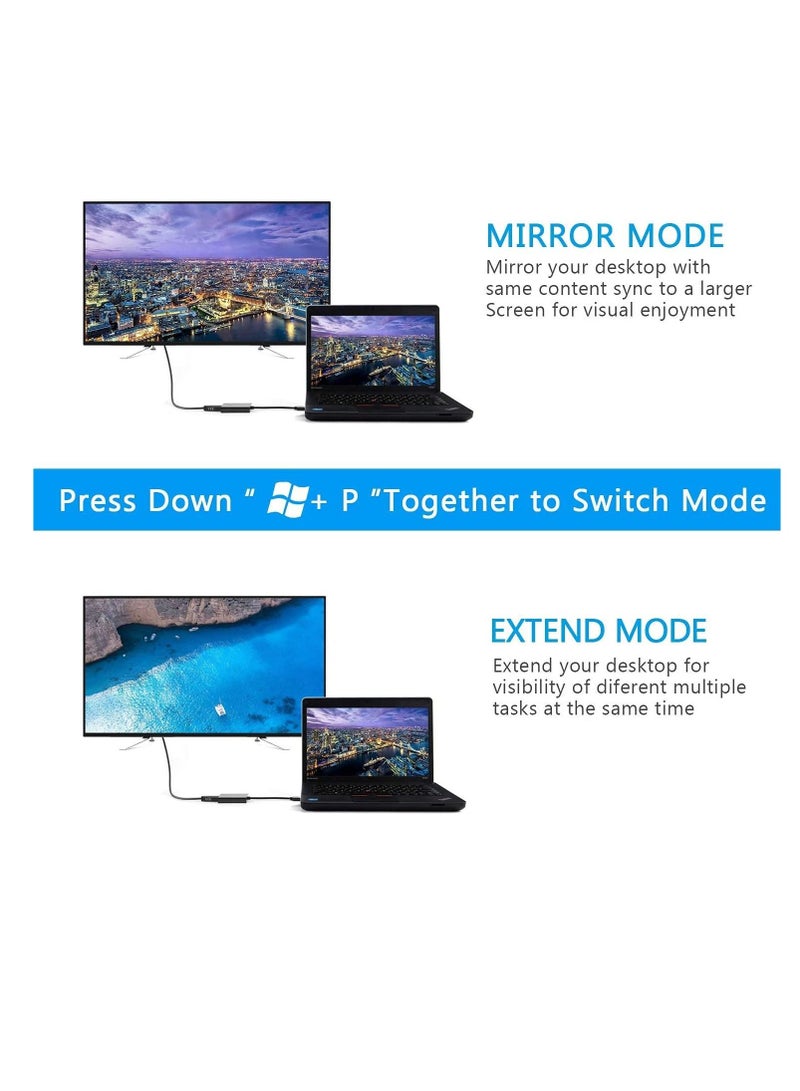 SYOSI محول USB إلى HDMI، محول كابل رسومات فيديو USB 3.0/2.0 إلى HDMI 1080P مع صوت للكمبيوتر المحمول وجهاز عرض HDTV متوافق مع نظام التشغيل Windows XP 7/8/8.1/10 - Image 5